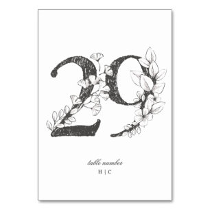 Numéro De Table Tableau 29 Beau Mariage floral à feuilles croisées