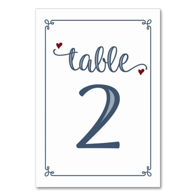 Numéro De Table "Tableau 2" Bleu foncé et rouge foncé (Par défaut)