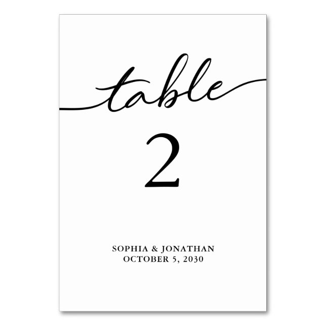 Numéro De Table Tableau 2 Calligraphie noire Mariage personnalisé (Par défaut)