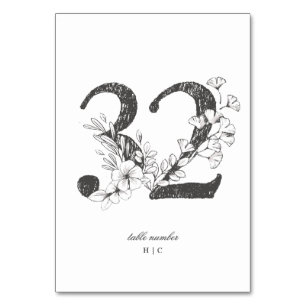 Numéro De Table Tableau 32 Beau Mariage floral à feuilles croisées