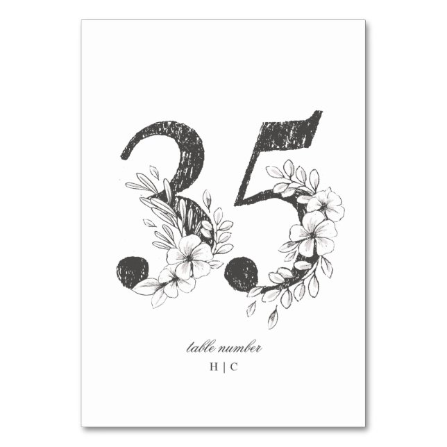 Numéro De Table Tableau 35 Beau Mariage floral à feuilles croisées (Par défaut)