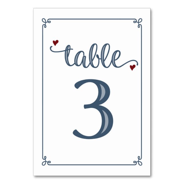 Numéro De Table "Tableau 3" Bleu foncé et rouge foncé (Par défaut)