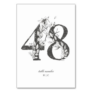 Numéro De Table Tableau 48 Beau Mariage floral à feuilles croisées