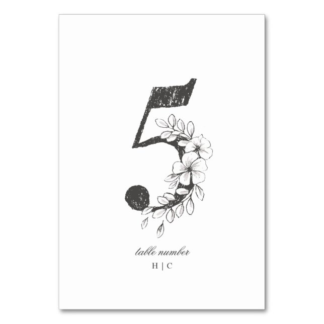 Numéro De Table Tableau 5 Beau Mariage floral à feuilles croisées (Par défaut)