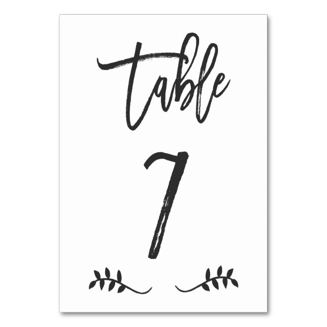 Numéro De Table Tableau 7 | Simple écriture noire brossé Laurel (Par défaut)