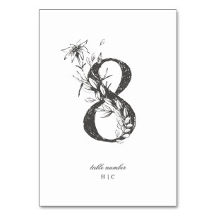Numéro De Table Tableau 8 Beau Mariage floral à feuilles croisées