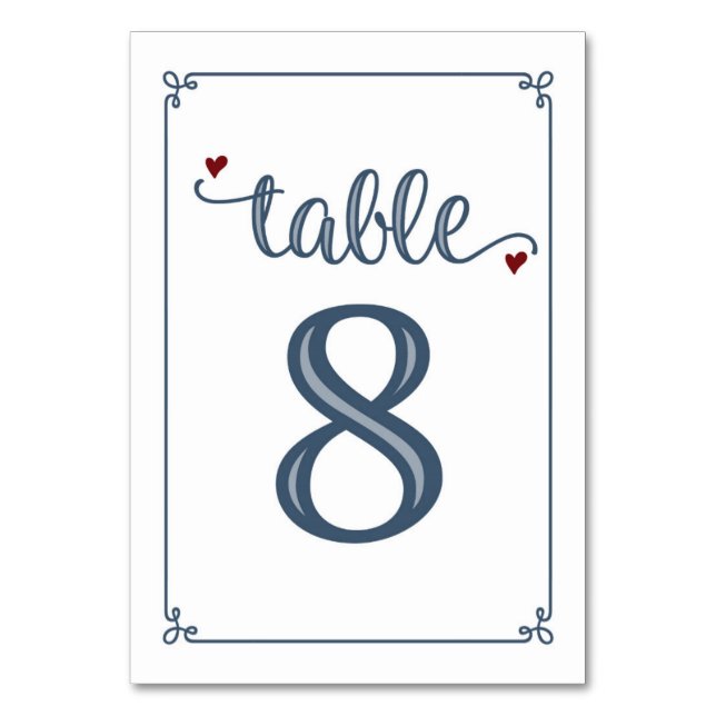 Numéro De Table "Tableau 8" Bleu foncé et rouge foncé (Par défaut)