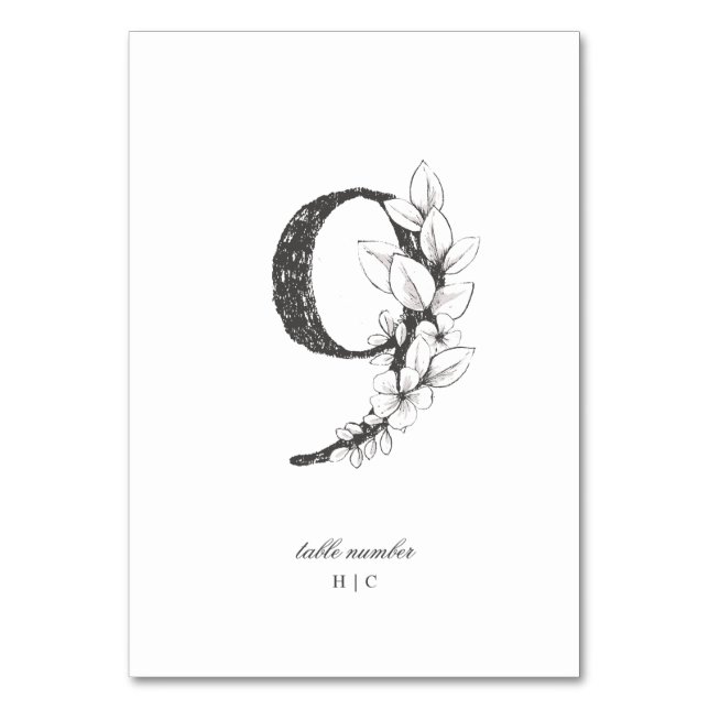 Numéro De Table Tableau 9 Beau Mariage floral croqué (Par défaut)