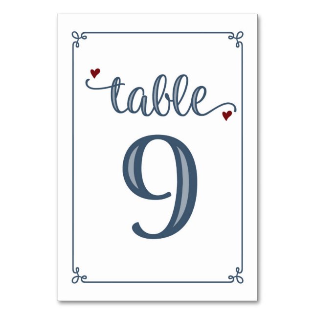 Numéro De Table "Tableau 9" Bleu foncé et rouge foncé (Par défaut)