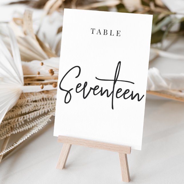 Numéro De Table Tableau à script main noir et blanc SEPT-DIX-SEPT (Créateur téléchargé)