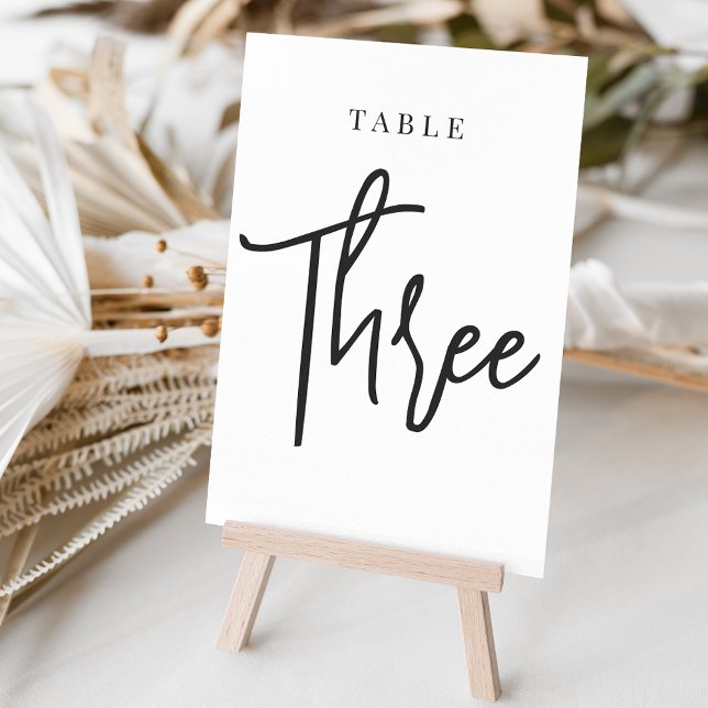 Numéro De Table Tableau à script main noir et blanc TROIS (Créateur téléchargé)