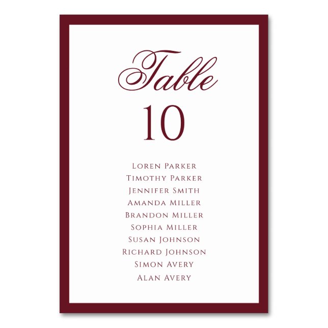 Numéro De Table Tableau de disposition de mariage à bordure bordea (Par défaut)