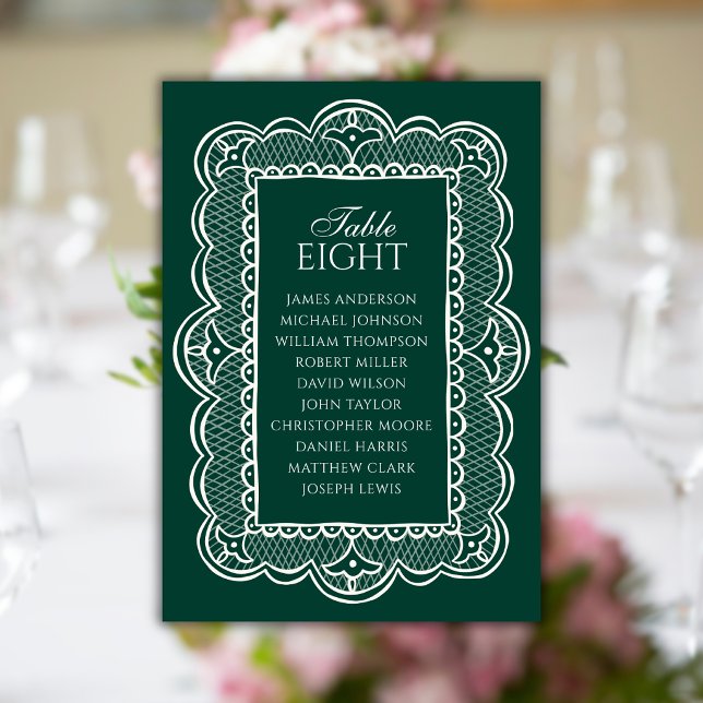 Numéro De Table Tableau de mariage Emerald & Lace Old Money (Créateur téléchargé)