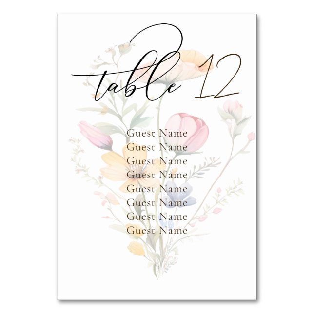 Numéro De Table Tableau de placement de mariage aux fleurs sauvage (Par défaut)