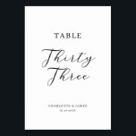 Numéro De Table Tableau De Script Minimaliste Trente-Trois Numéro<br><div class="desc">Cet élégant tableau de calligraphie noire trente-trois numéro de table est parfait pour les mariages et autres événements. Le design neutre présente une carte minimaliste décorée de typographie romantique et fantaisiste. La carte s'imprime à l'avant et à l'arrière (double face). Les autres numéros de tableau de la collection sont vendus...</div>