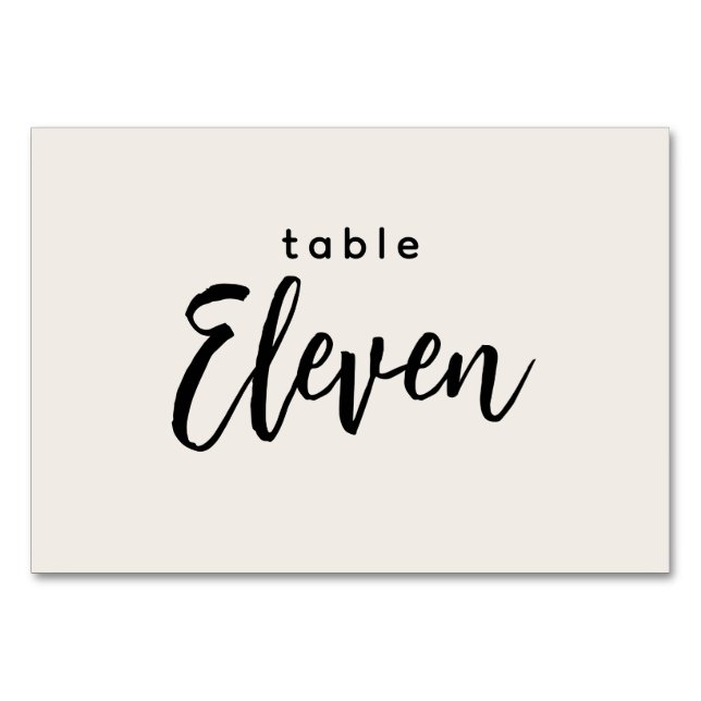 Numéro De Table Tableau de script moderne 11 Onze Mariage blanc (Devant)