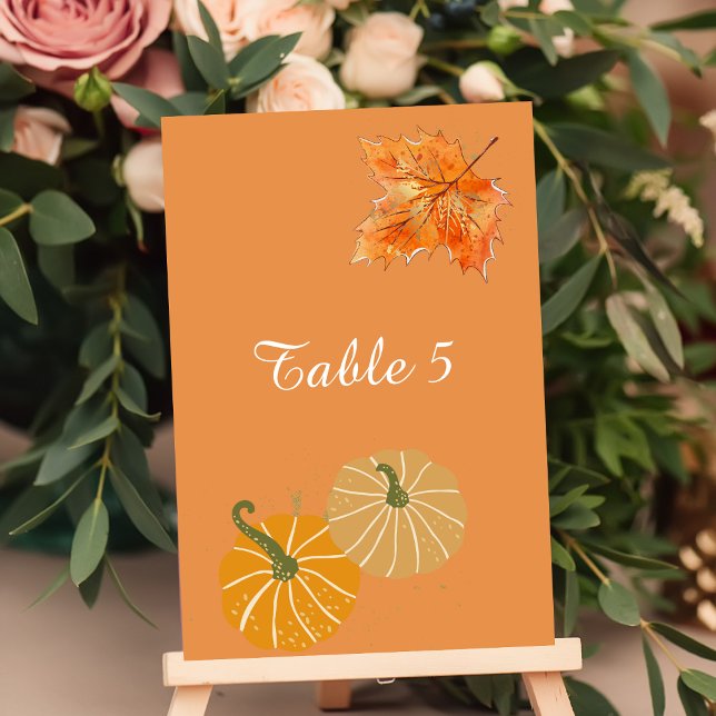 Numéro De Table Tableau de siège Automne Rouille Feuille orange or (Créateur téléchargé)