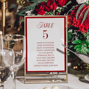 Numéro De Table Tableau de sièges Mariage blanc rouge classique