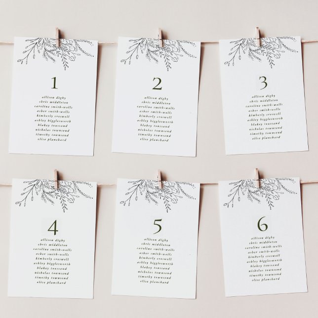 Numéro De Table Tableau des sièges du Mariage de bouquet débordant (Overflowing bouquet floral wedding table number sign.)