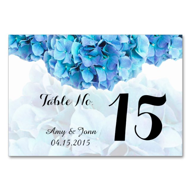 Numéro De Table Tableau mariage bleu hydrangea nombres hydrangea3 (Dos)