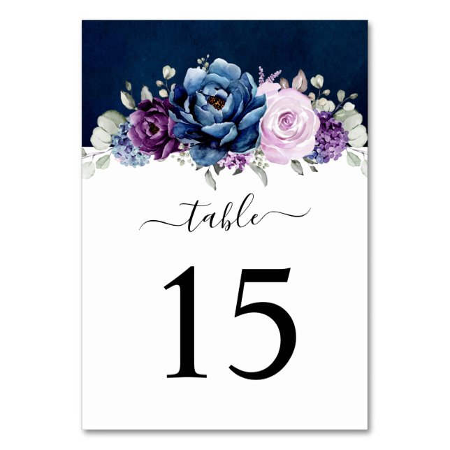 Numéro De Table Tableau Mariage des fleurs de lilac de la marine b (Par défaut)