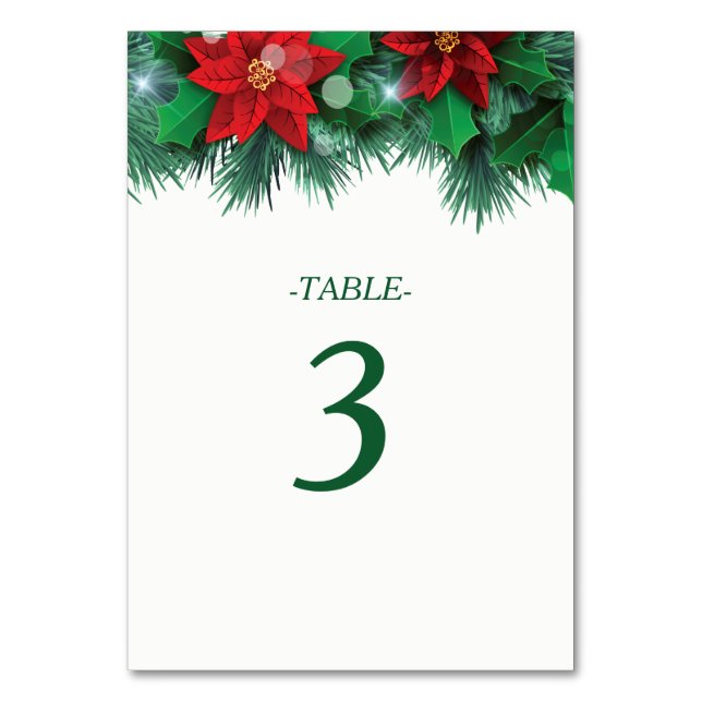 Numéro De Table Tableau Mariage frontière rouge Poinsettia (Par défaut)