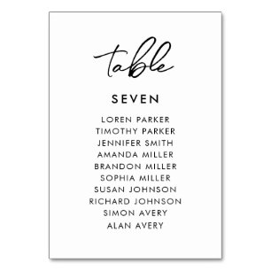 Numéro De Table Tableau minimaliste simple des Mariages assis