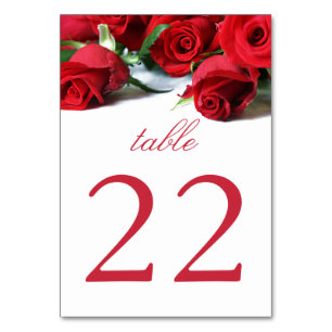 Numéro De Table Tableau Romantique Roses Rouges Grand Nombre