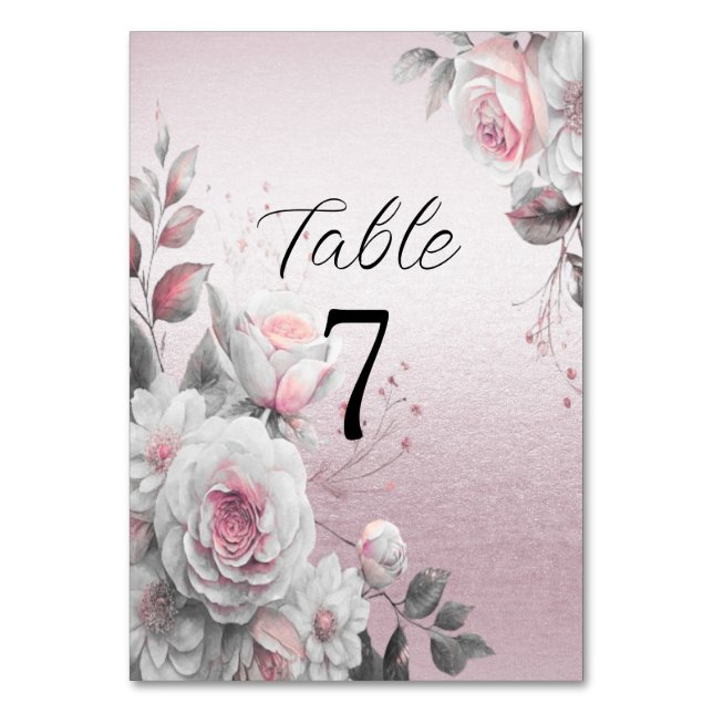 Numéro De Table Tableau rose blanc (Dos)