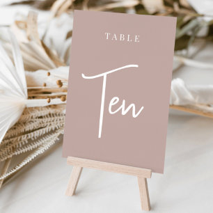 Numéro De Table Tableau rose Taupe à la main, par script, TEE