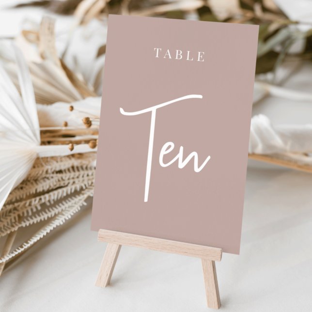 Numéro De Table Tableau rose Taupe à la main, par script, TEE (Créateur téléchargé)