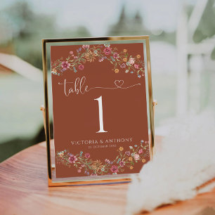 Numéro De Table Tableaux Fleurs sauvages en terre cuite Numéros de