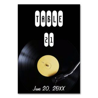 Numéro De Table TableCard : Disque vinyle sur platine. Thème rétro