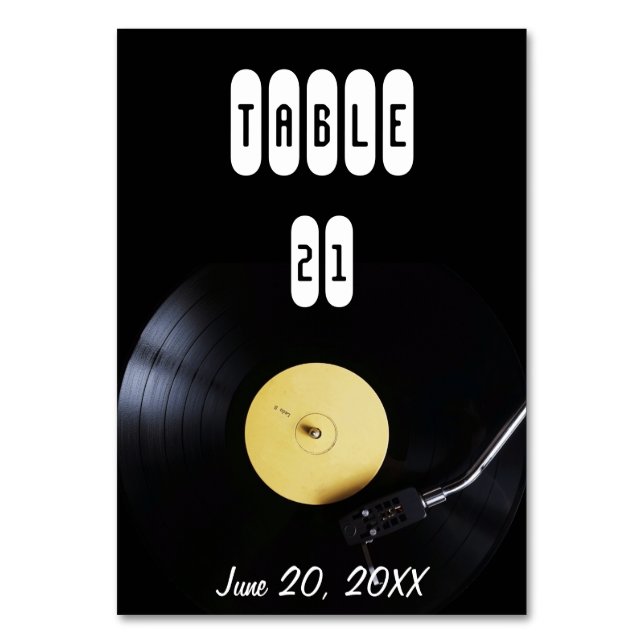 Numéro De Table TableCard : Disque vinyle sur platine. Thème rétro (Par défaut)