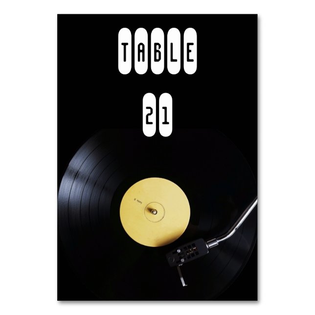 Numéro De Table TableCard : Disque vinyle sur platine. Thème rétro (Par défaut)