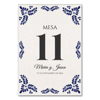 Numéro De Table Talavera Black Floral Minimalist Spanish Wedding