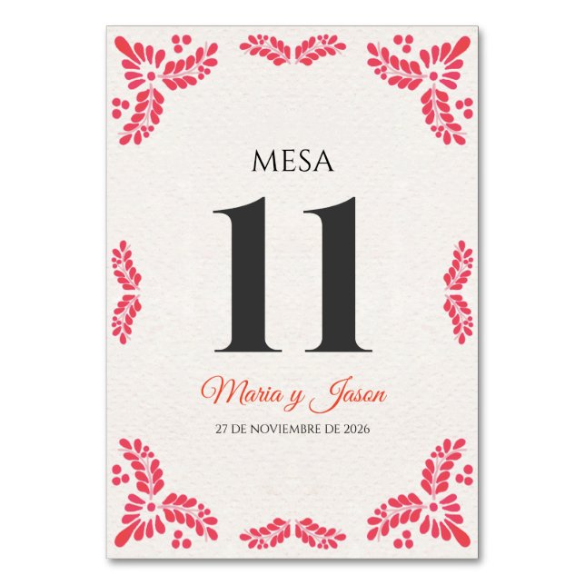 Numéro De Table Talavera Orange Floral Mariage Espagnol Minimalist (Par défaut)
