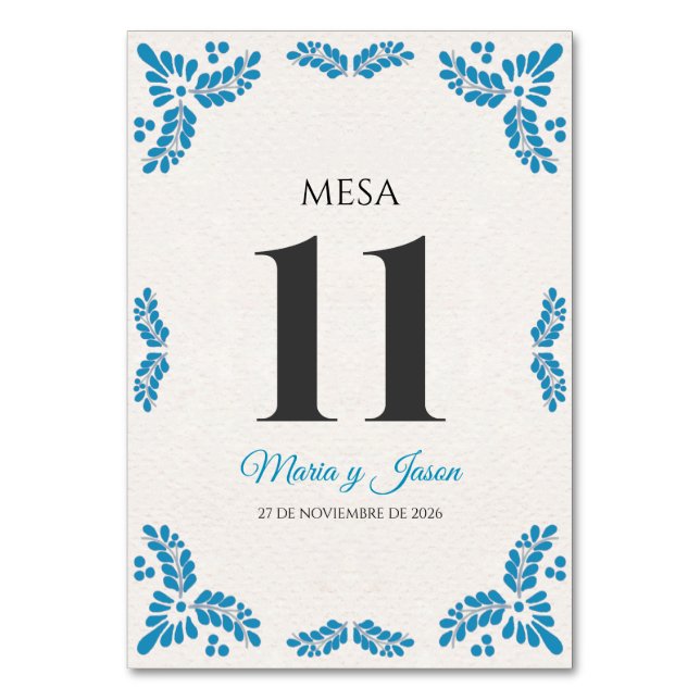 Numéro De Table Talavera Turquoise Minimalist Spanish Wedding (Par défaut)