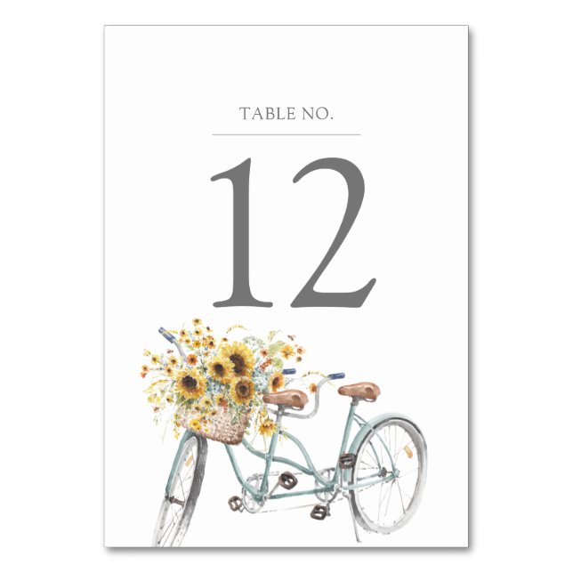 Numéro De Table Tandem de tournesol rustique Mariage d'aquarelle (Par défaut)