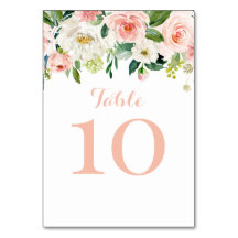 Tarjeta De Mesa Floral watercolor pink table numbe