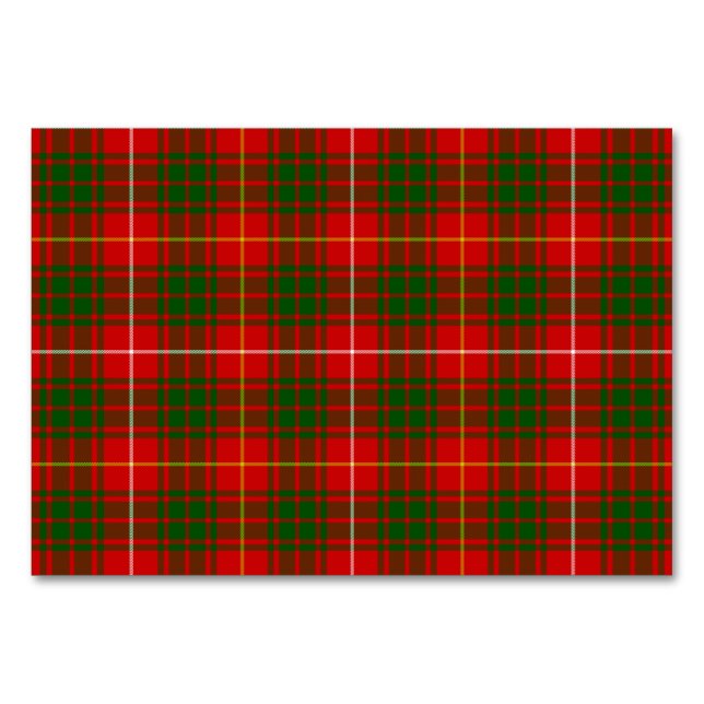 Numéro De Table Tartan Bruce rouge vert carreaux (Devant)