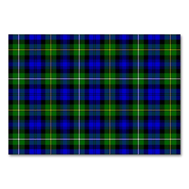 Numéro De Table tartan Campbell bleu vert carreaux (Devant)