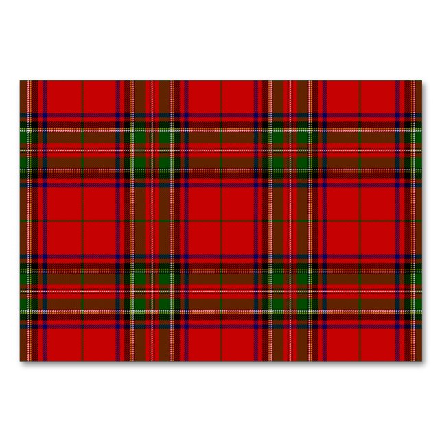 Numéro De Table tartan Stewart / Stuart rouge vert carreaux (Devant)