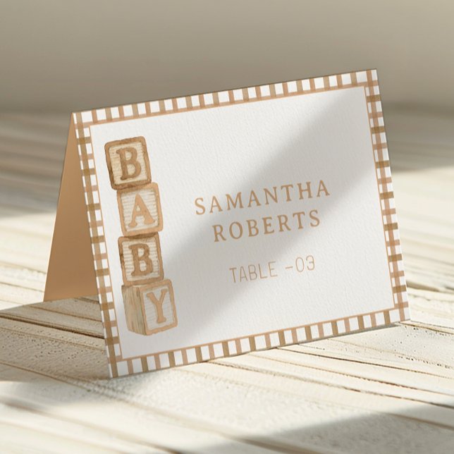 Numéro De Table Taupe Baby Blocks Editable Tent Cards | Place Card (Baby Shower Table Number)