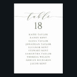 Numéro De Table Taupe Green Minimalist Script Wedding Seating Plan<br><div class="desc">Add a touch of charm to your event with our customizable table seating cards, designed with delightful whimsical script. Perfect for weddings, parties, or any special gathering, these cards will help guide your guests to their seats in style. Customize each taupe green table seating card with guest names and table...</div>