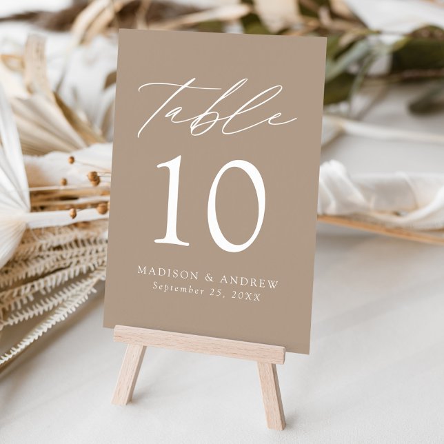 Numéro De Table Taupe Mariage d'élégance moderne (Créateur téléchargé)