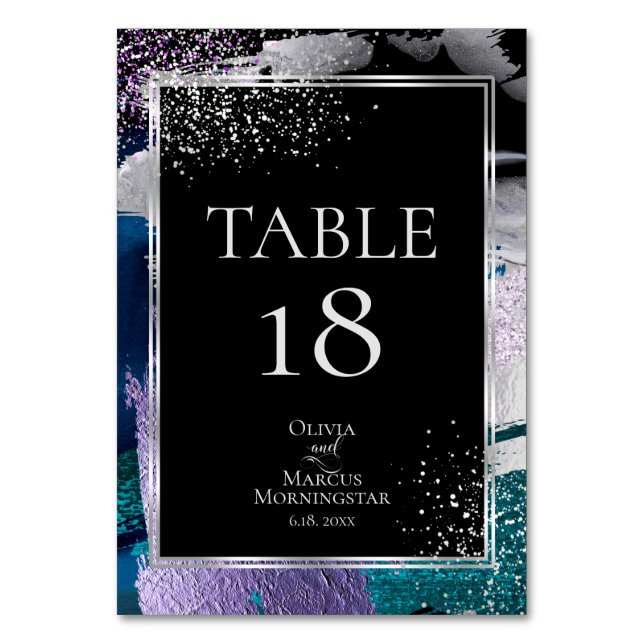 NUMÉRO DE TABLE | Teal argenté métallisé lilas (Par défaut)