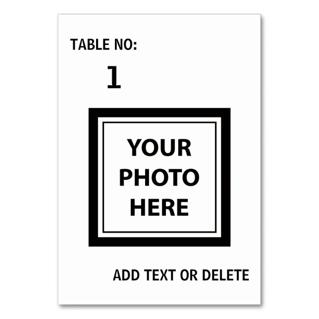 Numéro De Table Télécharger une photo et ajouter du texte - Simple (Par défaut)