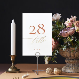 Numéro De Table Terracotta Dusty Orange Elegant Boho Mariage Or