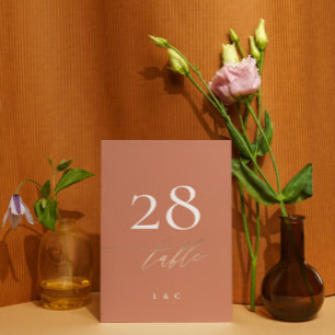 Numéro De Table Terracotta Dusty Orange Elegant Boho Mariage Or